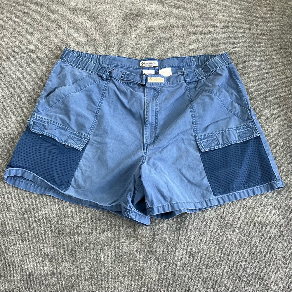 Vintage 2004 Columbia PFG Stand-Up Cargo Fly Blue Shorts Men's gorpcore 2XL